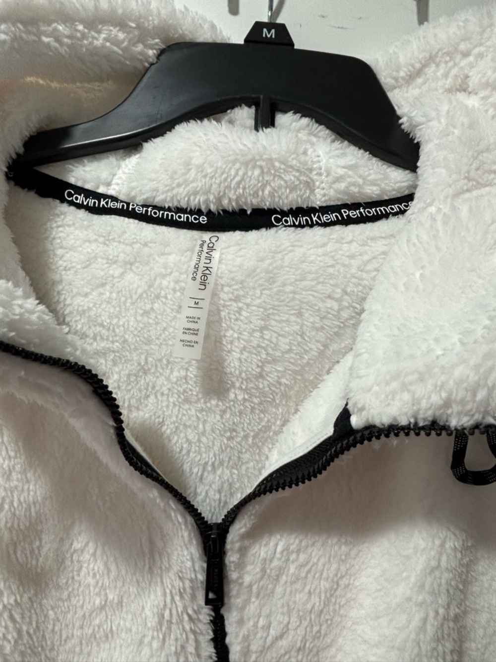 Calvin Klein Cream Sherpa Zip Hoodie Jacket - Picture 3 of 4
